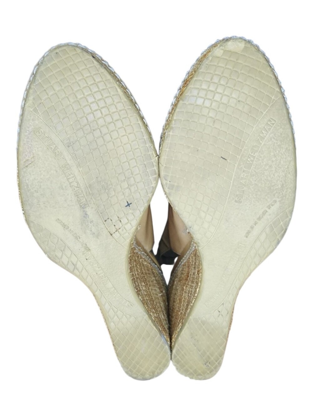 STUART WEITZMAN Beige Patent Leather Excise Wedge Sandals, Womens 5.5 - Picture 9 of 13